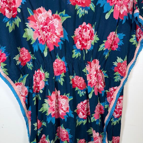 Matilda Jane Swim Cover Up Women’s S Blue Pink Floral Peony Print Tunic Feminine - Picture 8 of 15